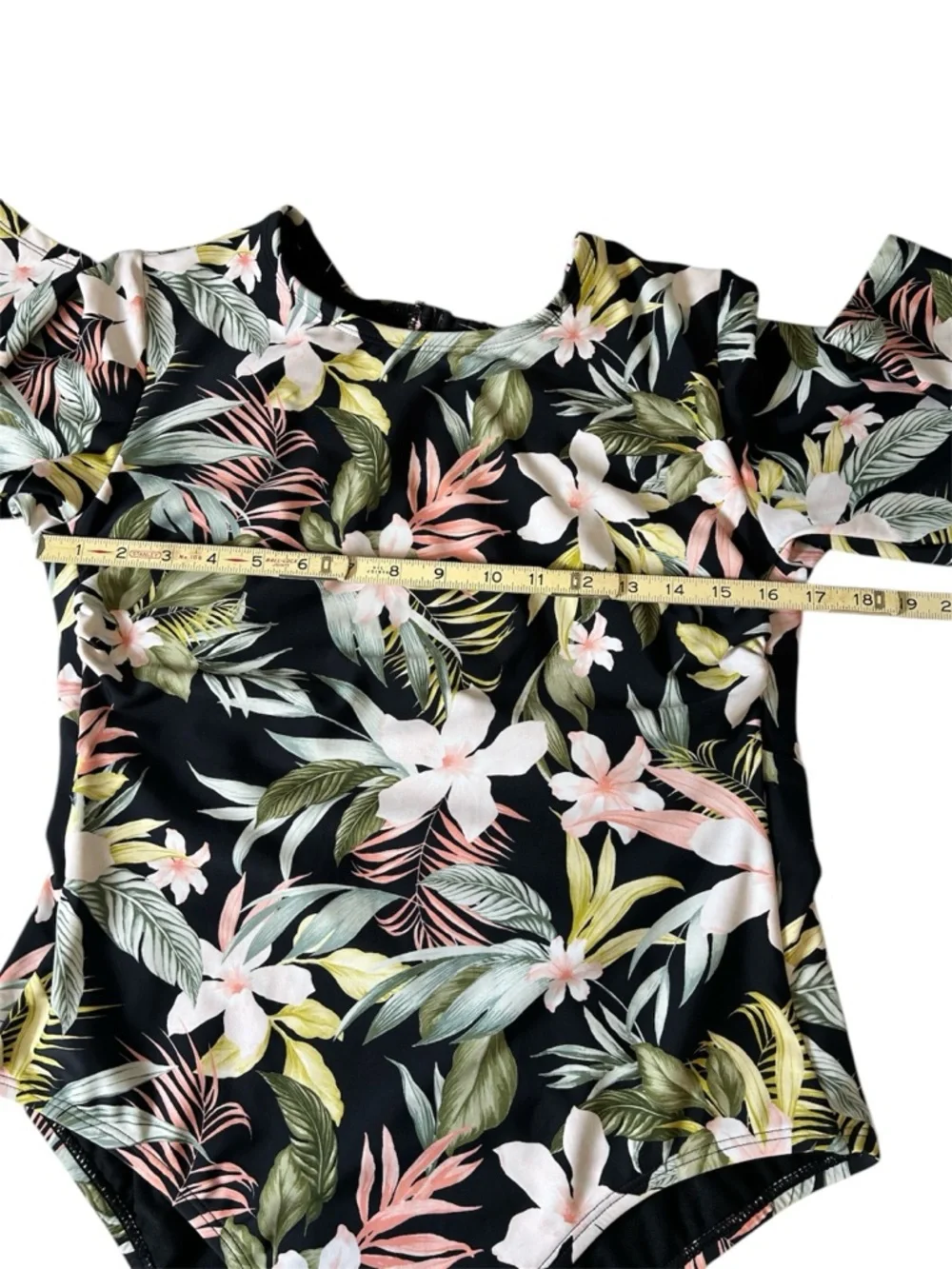Kona Sol Black Floral Cutout Rash Guard Beach Swimsuit Size Large